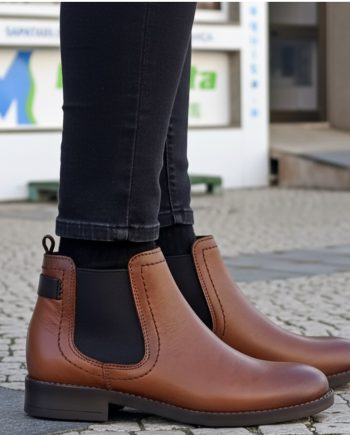 bota de senhora sacchi com 2 elásticos pele conhak