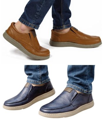 sapato de homem de pala the franks em pele cor azul ou camel