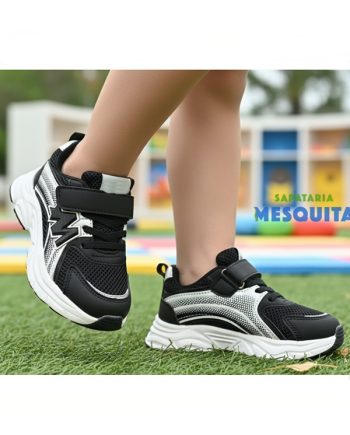 sapatilha desportiva para criança cor preta e branca