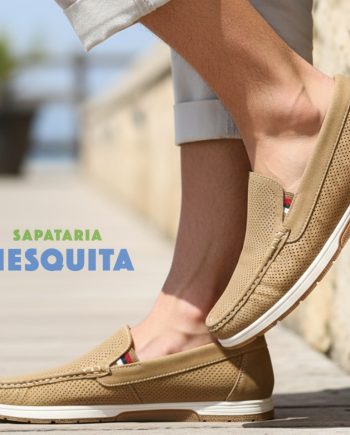 mocassim de homem saltars em pala esburacado cor khaki