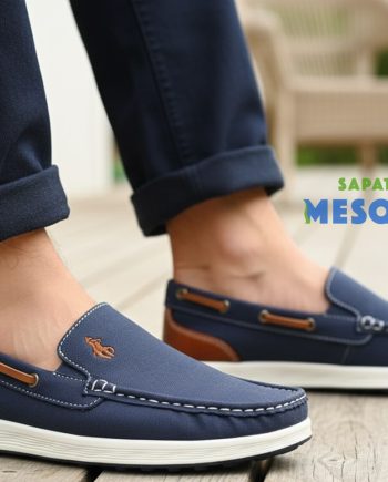 mocassim de homem kalasity em pala  cor azul com castanho