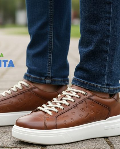 sapatilha de homem de plataforma(3cm) cor camel