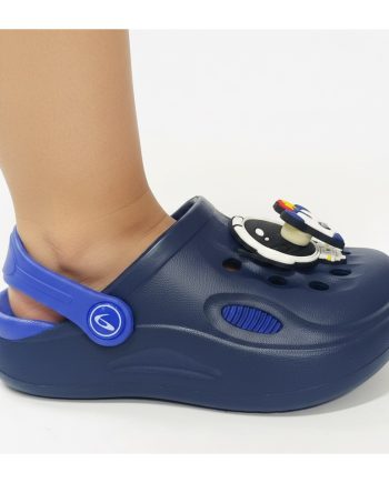 clog com pino rotativo foguetão para menino cor azul