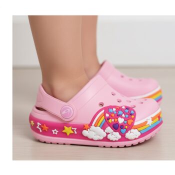 clogs com luzes para menina cor rosa