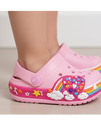 clogs com luzes para menina cor rosa