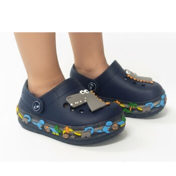 clogs com luzes para menino cor azul