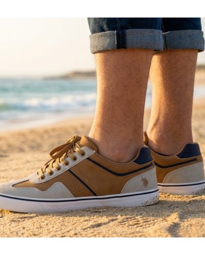 sapatilha para homem kalasity com picotado cor khaki