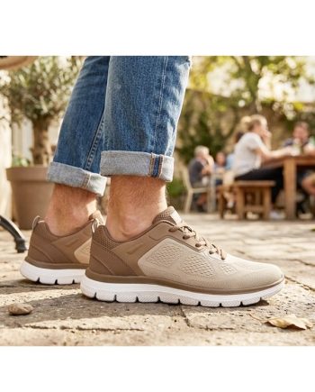 sapatilha para homem de desporto (double memory)bege com khaki