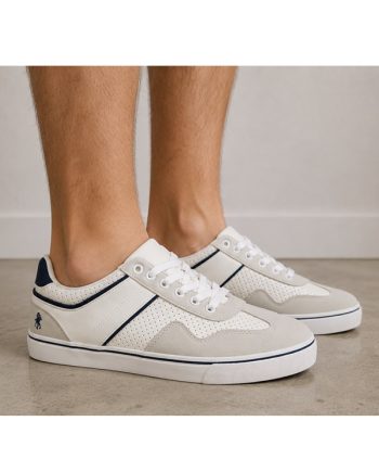 sapatilha para homem kalasity com picotado cor branca com azul