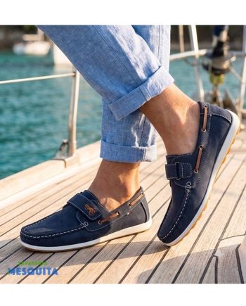 Mocassim de homem com velcro cor azul