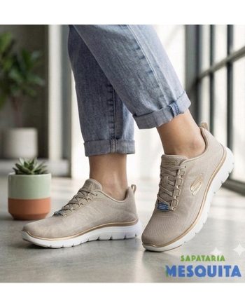 sapatilha de senhora skechers(150217)bege de atacadores