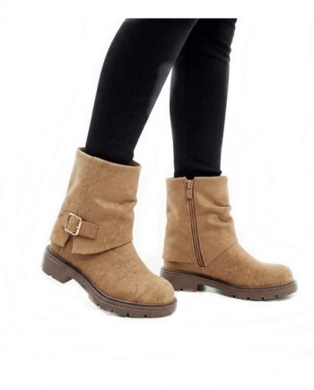 bota de criança com cano dobrado cor camel