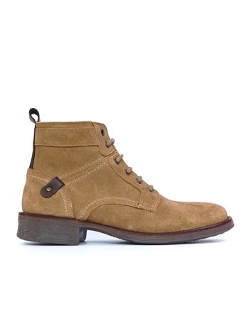 Bota de homem com atacadores e fecho em camurça cor toupe mv shoes 1800