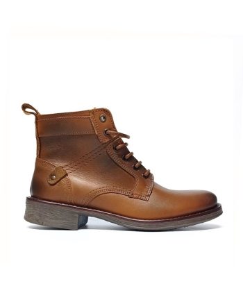 Bota de homem com atacadores e fecho em pele cor camel mv shoes 1801