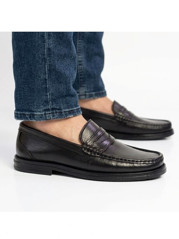 Sapato Social Masculino Preto Estilo Mocassim com Sola de Borracha
