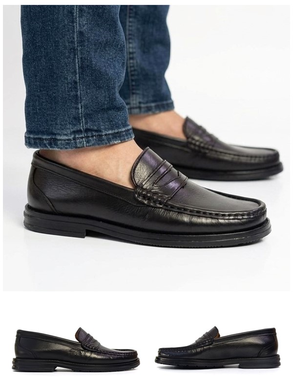 Sapato Social Masculino Preto Estilo Mocassim com Sola de Borracha