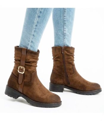 bota de senhora cano medio  jml299 saltars camurça camel