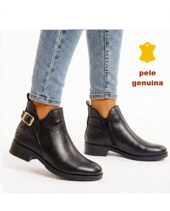 bota de senhora marca sacchi em pele tacão baixo(3cm) preta